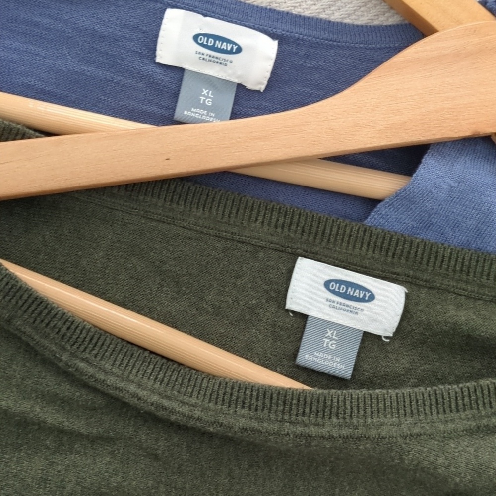 Old Navy Blue & Green Two Lightweight Sweaters Bundle Fall Casual Relaxed Fit XL - Picture 5 of 7